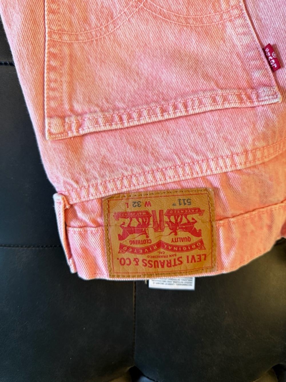 Levi’s coral pink long denim short - Picture 2 of 4